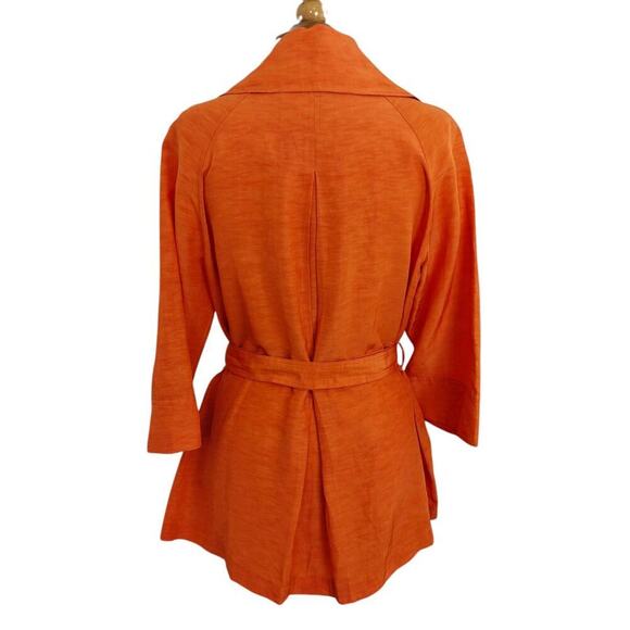 Lafayette 148 Belted Full Zip Front Jacket Size 10 Orange Linen Cupro Pockets - Picture 8 of 11